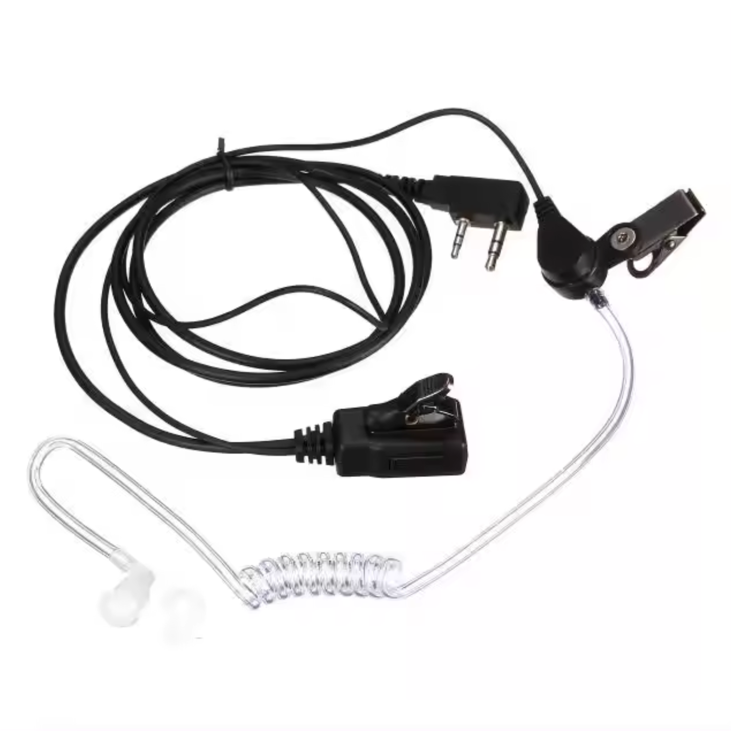 2-Pin Clear Tube Covert Acoustic Earpiece with PTT Mic for Two-Way Radios