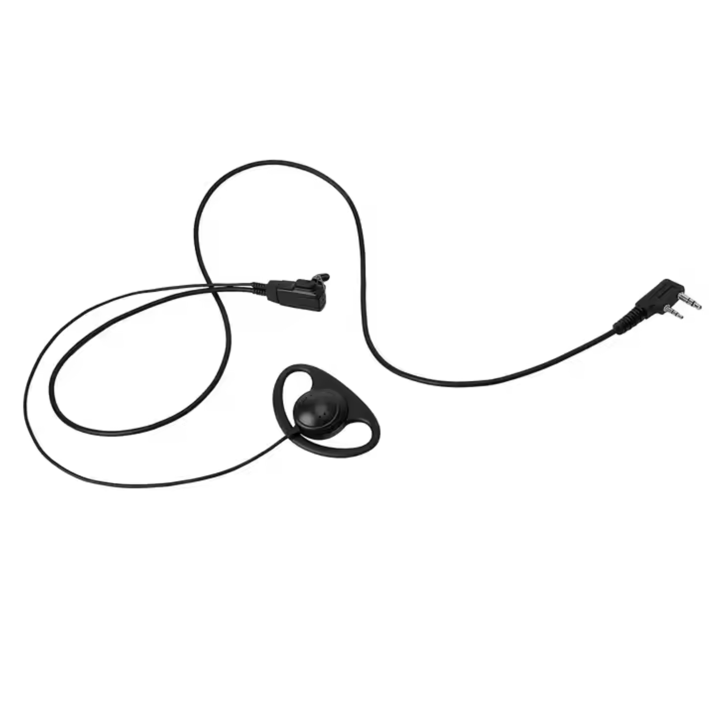Kenwood Compatible D-Shaped Earpiece with In-Line PTT Mic for Two-Way Radios