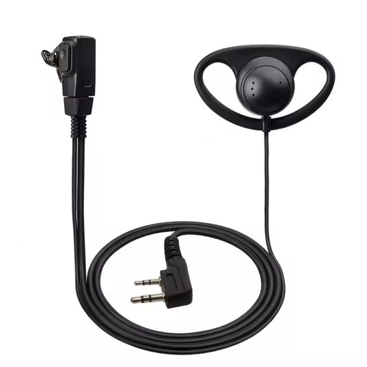 Kenwood Compatible D-Shaped Earpiece with In-Line PTT Mic for Two-Way Radios